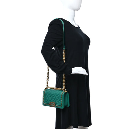 Chanel Caviar Quilted Small Chain Around Boy Flap Green 2 of 9