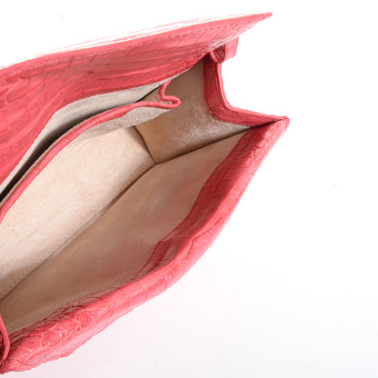 Nancy Gonzalez Crocodile Envelope Convertible Clutch Coral 5 of 8