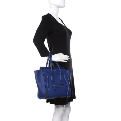 Celine Drummed Calfskin Micro Luggage Indigo 2 of 9