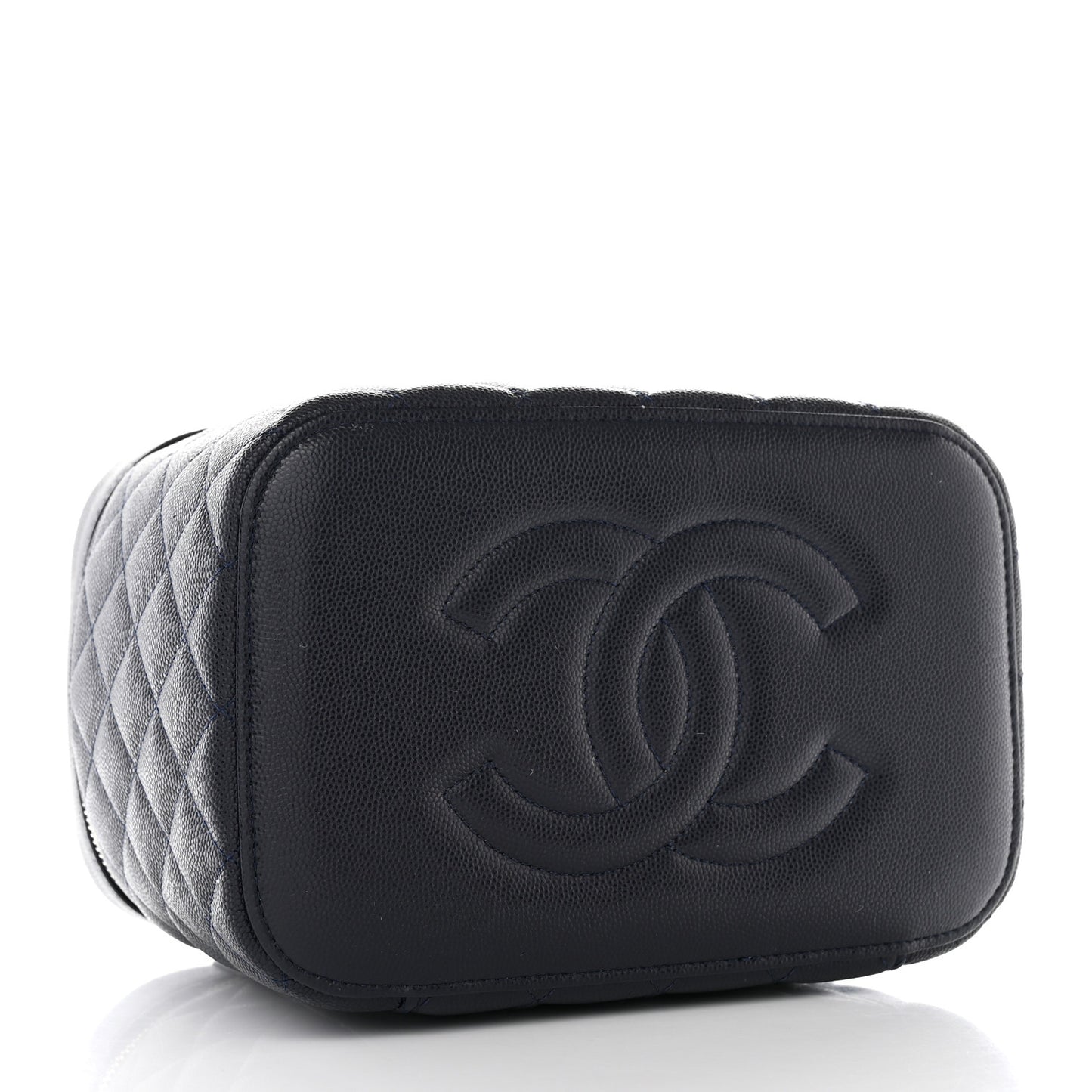 Caviar Quilted Large Vanity Pouch Navy