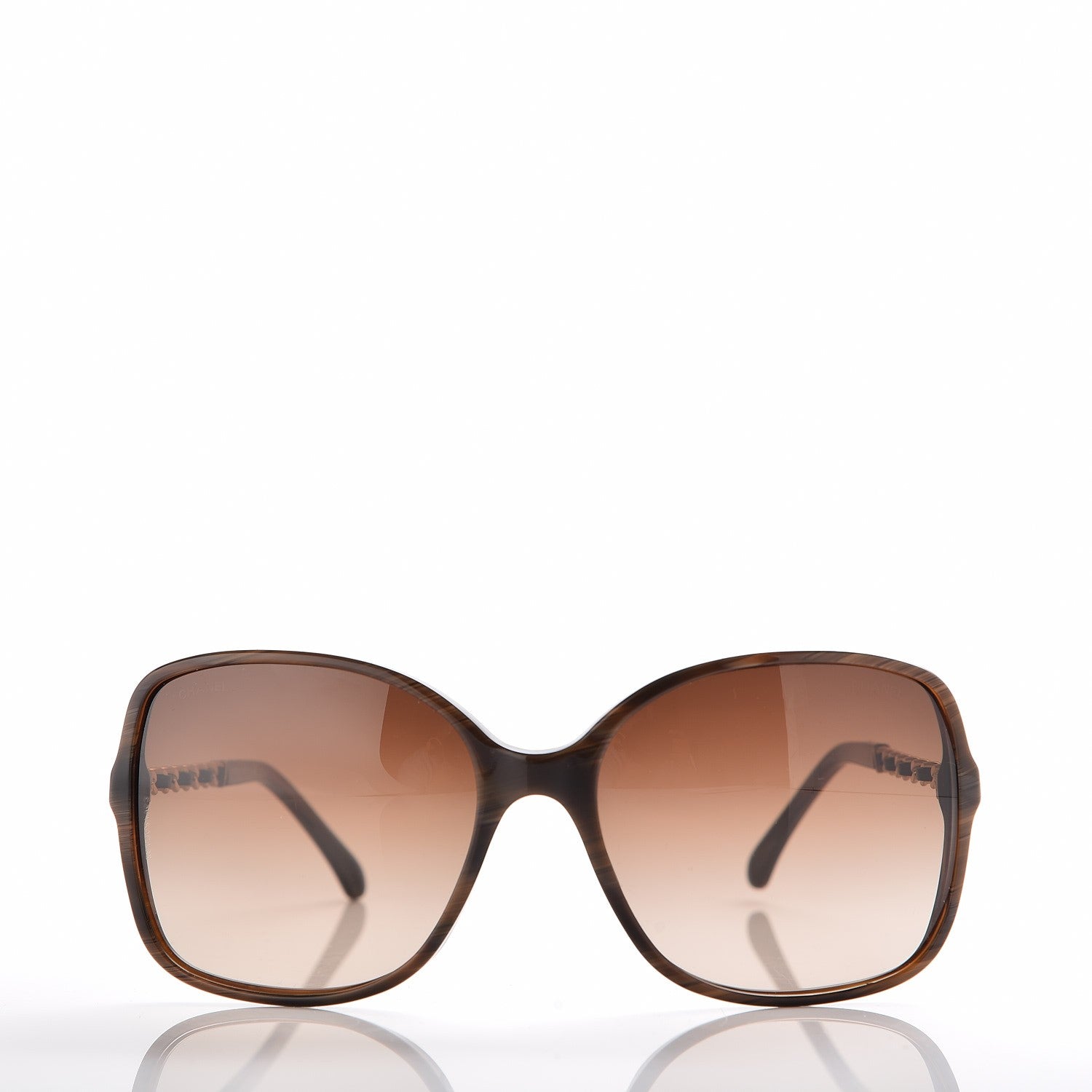 Chanel Acetate Metal Lambskin Chain Square Sunglasses 5210-Q Brown 2 of 8