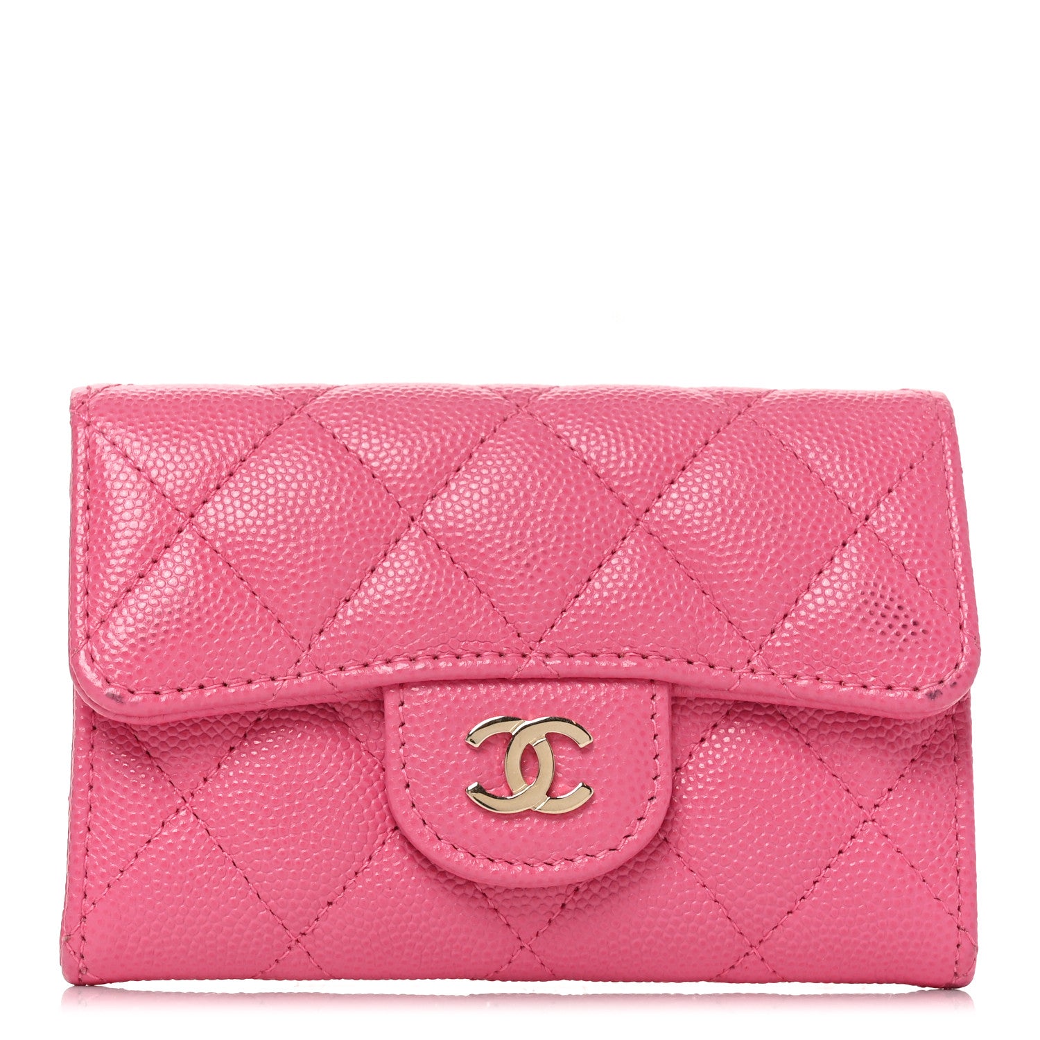 Chanel Caviar Quilted Flap Card Holder Wallet Pink 1 of 8