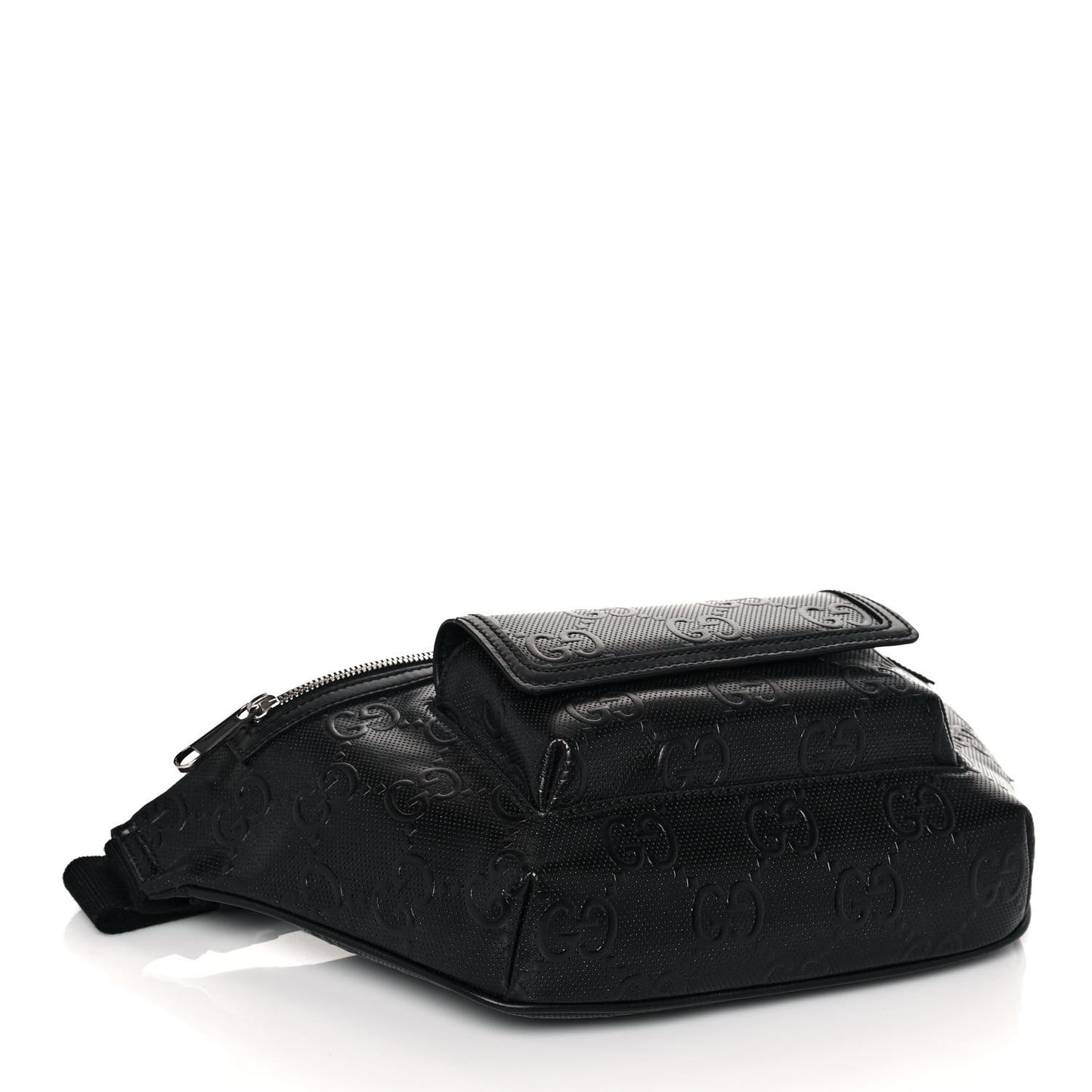 Calfskin GG Tennis Embossed Pocket Belt Bag Black
