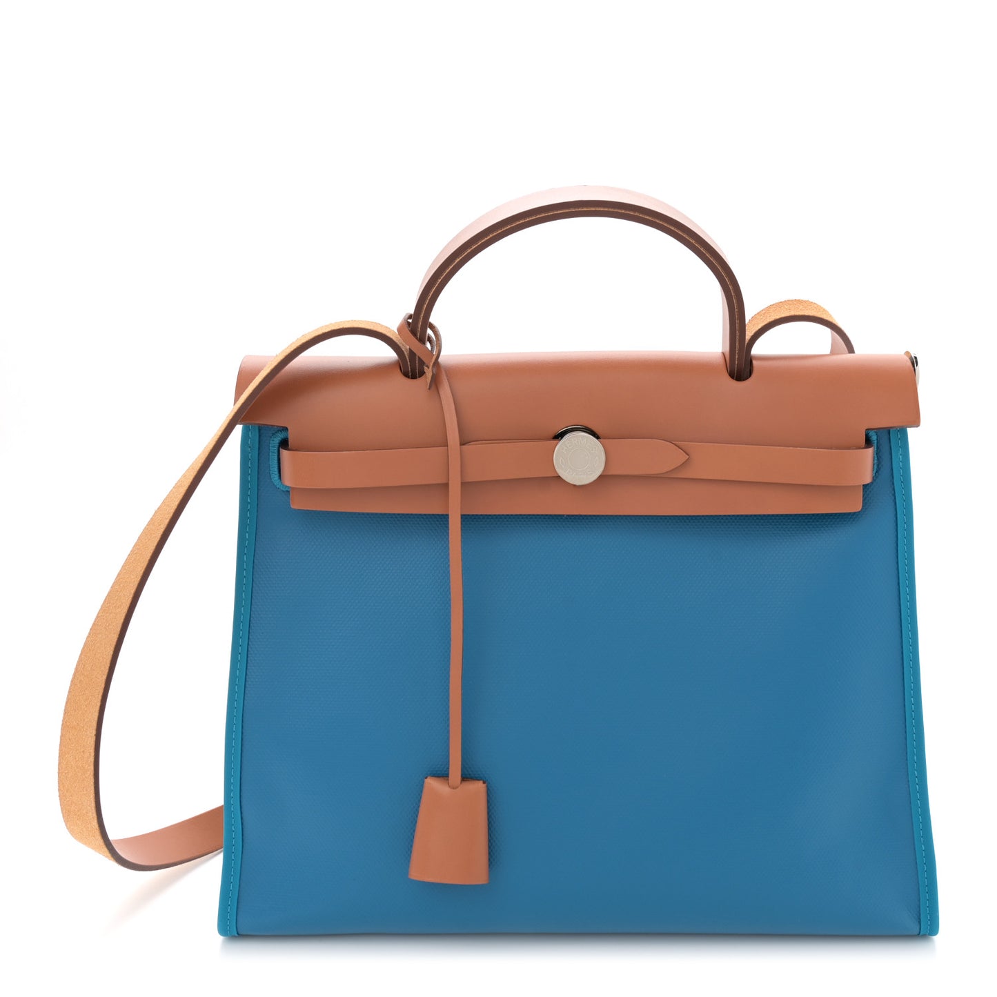 Toile H Berline Vache Hunter Herbag Zip 31 PM Bleu Zanzibar Natural