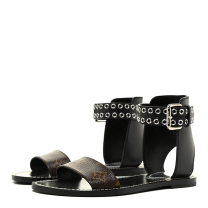 Louis Vuitton Calfskin Monogram Passenger Flat Sandals 36.5 Black 3 of 10