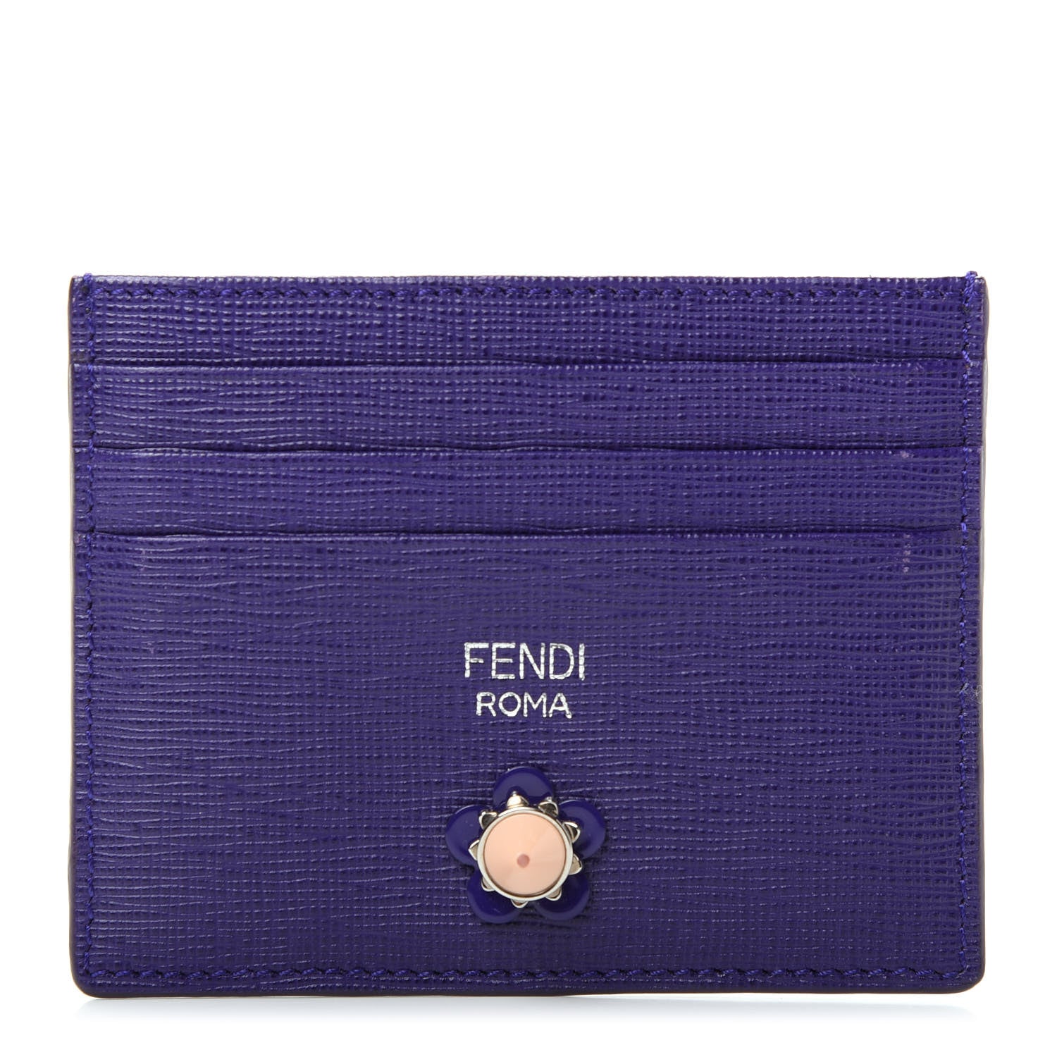 Fendi Vitello Elite Flowerland Card Holder Purple Rain Multicolor 1 of 7