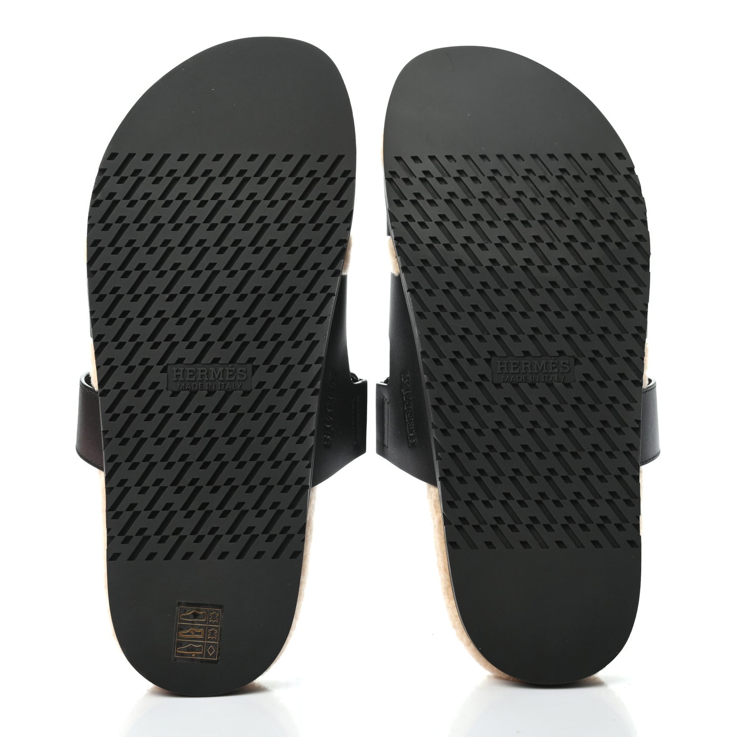 Calfskin Woolskin Mens Chypre Sandals 43 Black Ecru
