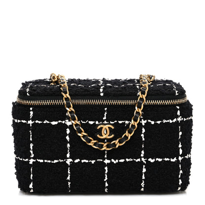 Chanel Tweed Pearl Crush Small Vanity Case With Chain  Black White 1 of 10