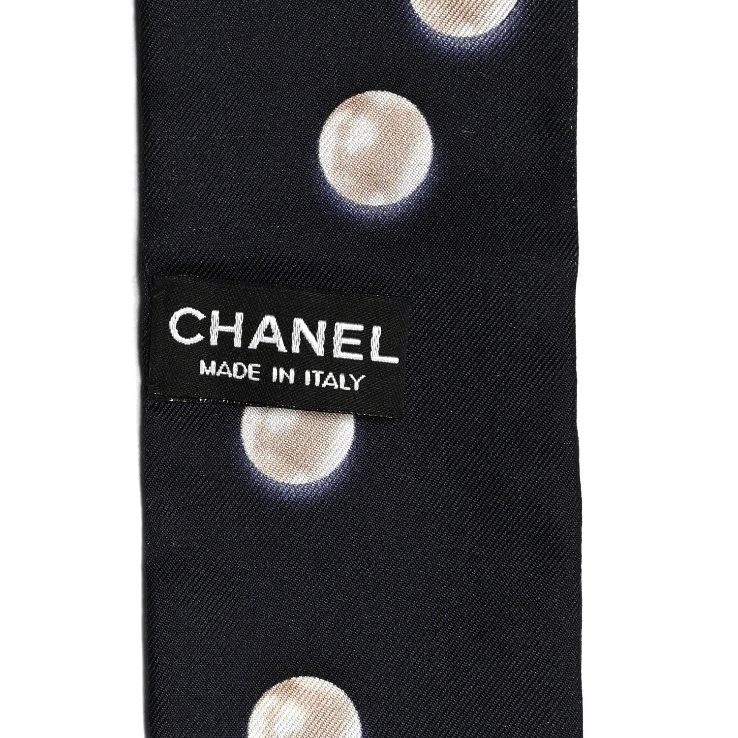 Chanel Silk Pearl CC Slim Bandeau Scarf Navy 6 of 6