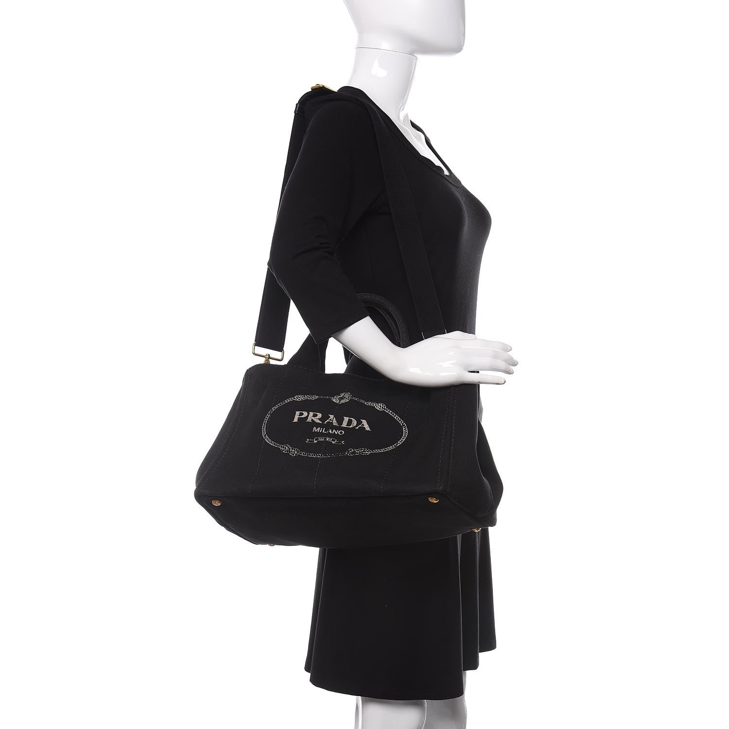Prada Canapa Logo Tote Black 3 of 10