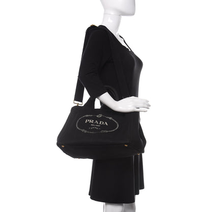 Prada Canapa Logo Tote Black 3 of 10