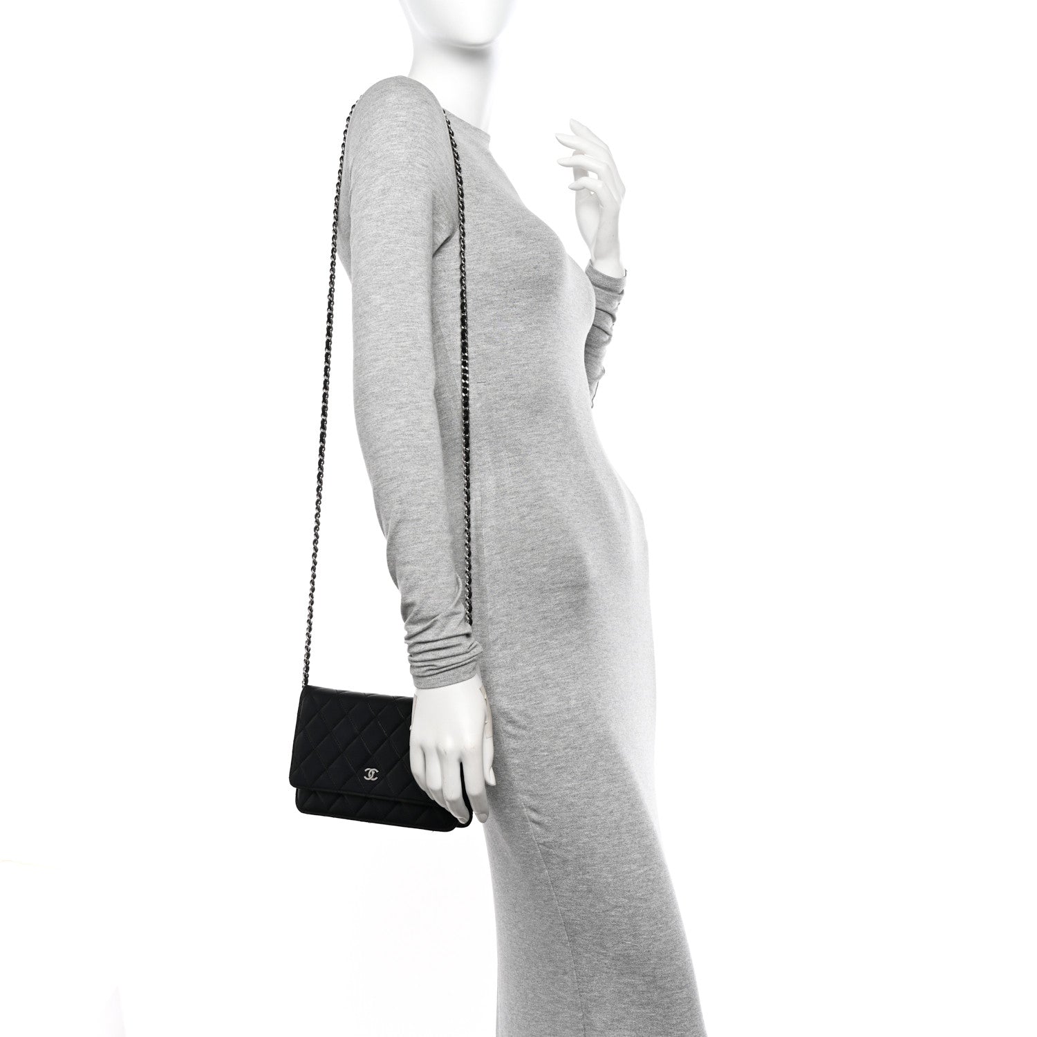 Chanel Lambskin Quilted Wallet On Chain WOC Black 2 of 11