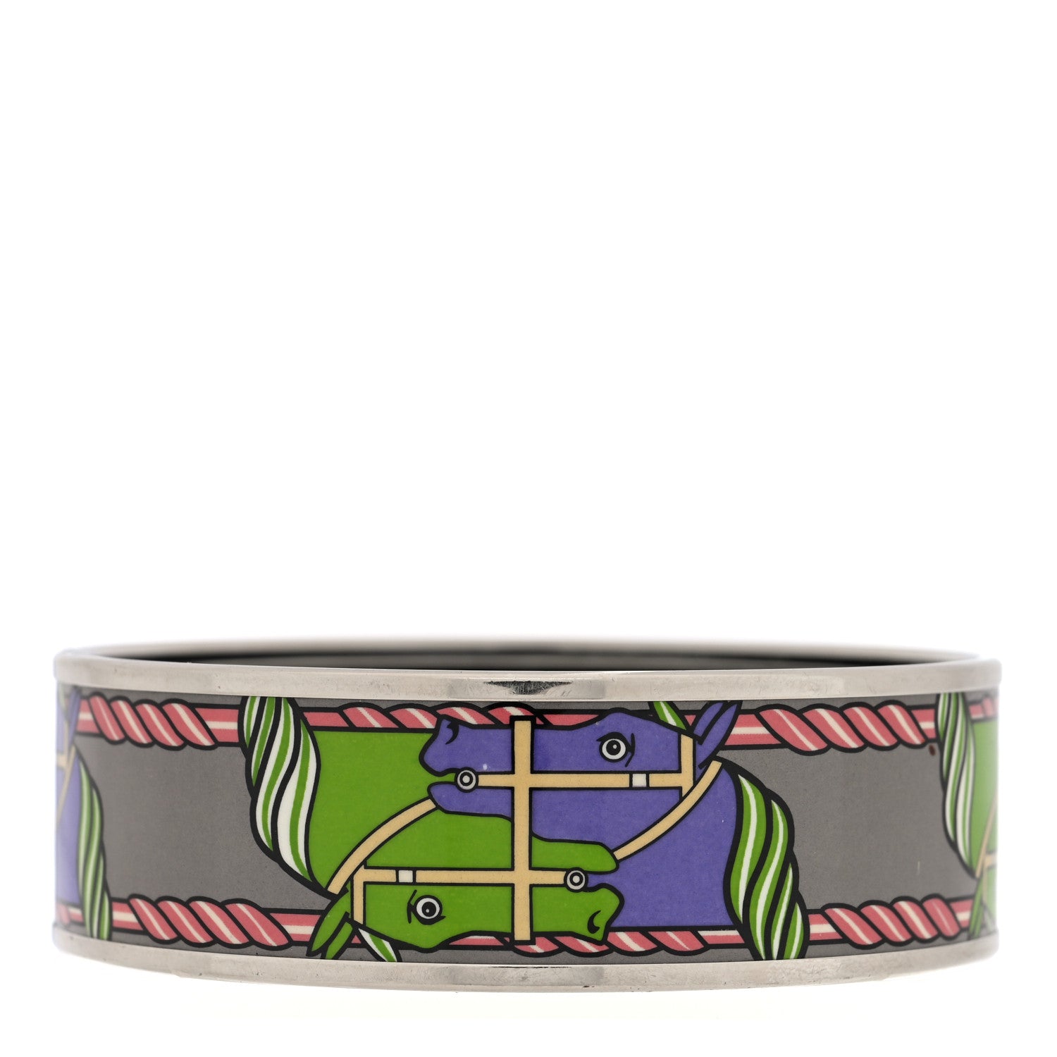 Hermes Enamel Printed Quadrige Wide Bracelet 70 1 of 4