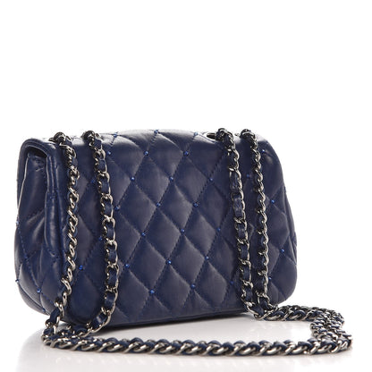 Chanel Lambskin Quilted Beaded Extra Mini Flap Dark Blue 3 of 12
