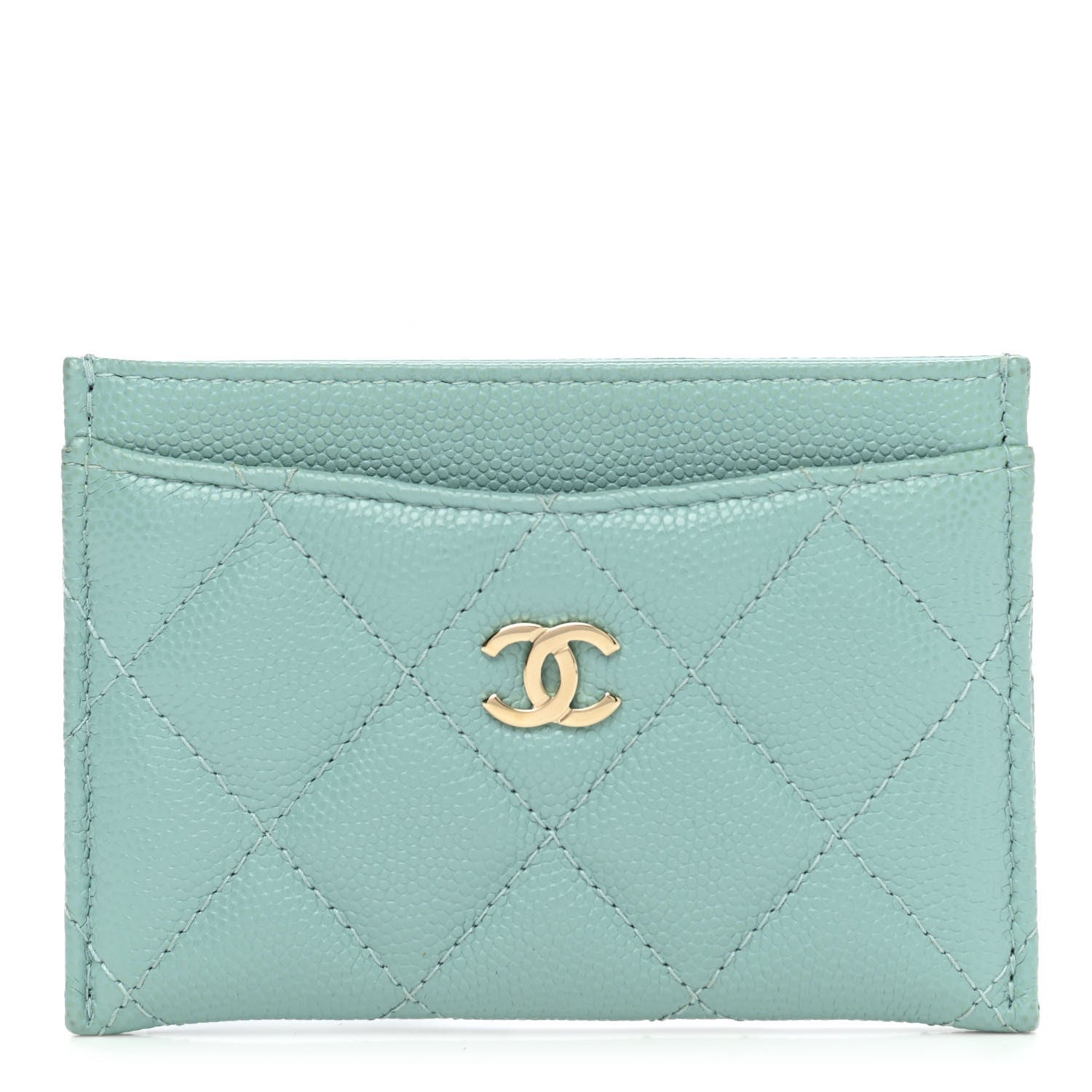 Chanel Caviar Quilted Card Holder Light Blue 1 of 9