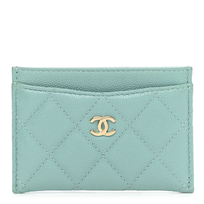 Chanel Caviar Quilted Card Holder Light Blue 1 of 9