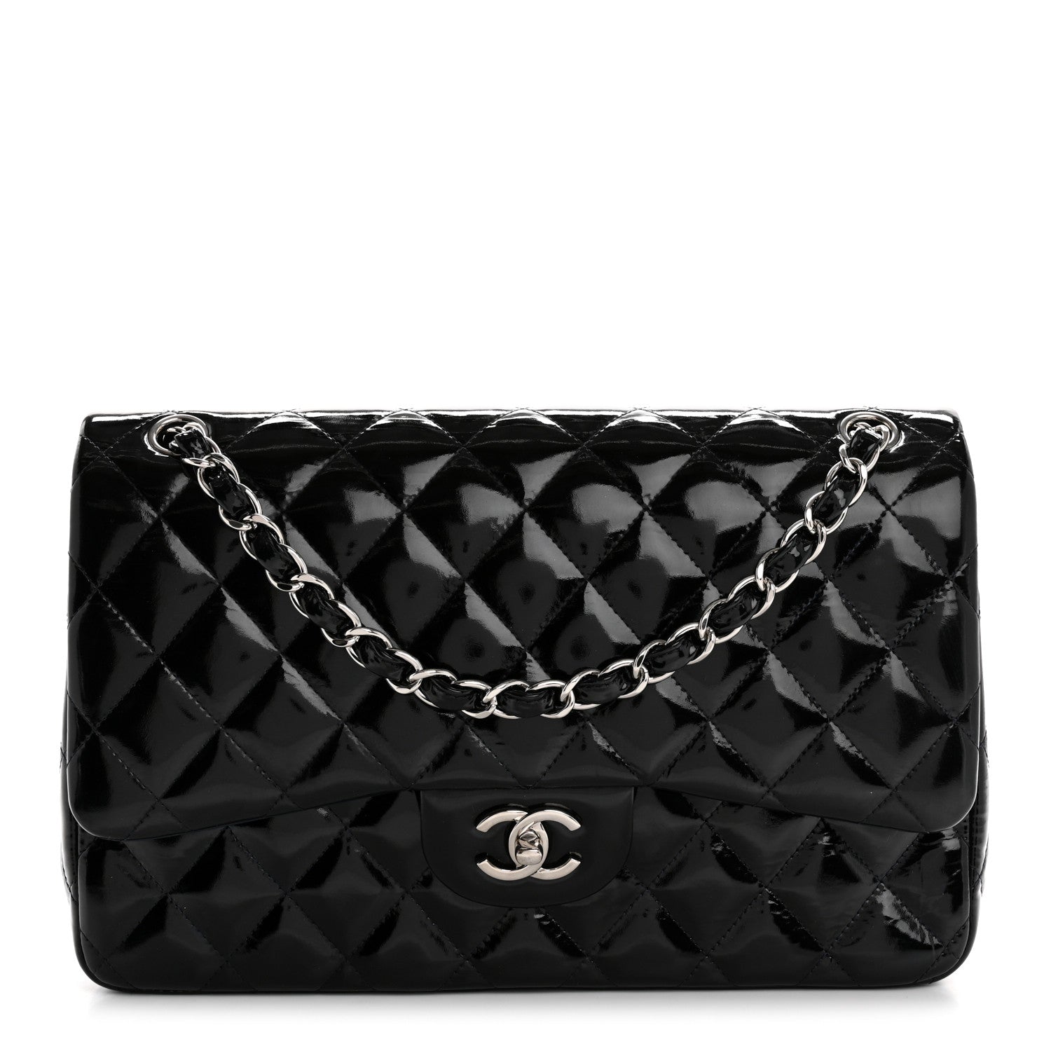 Chanel Patent Quilted Jumbo Double Flap Navy Blue 1 of 13