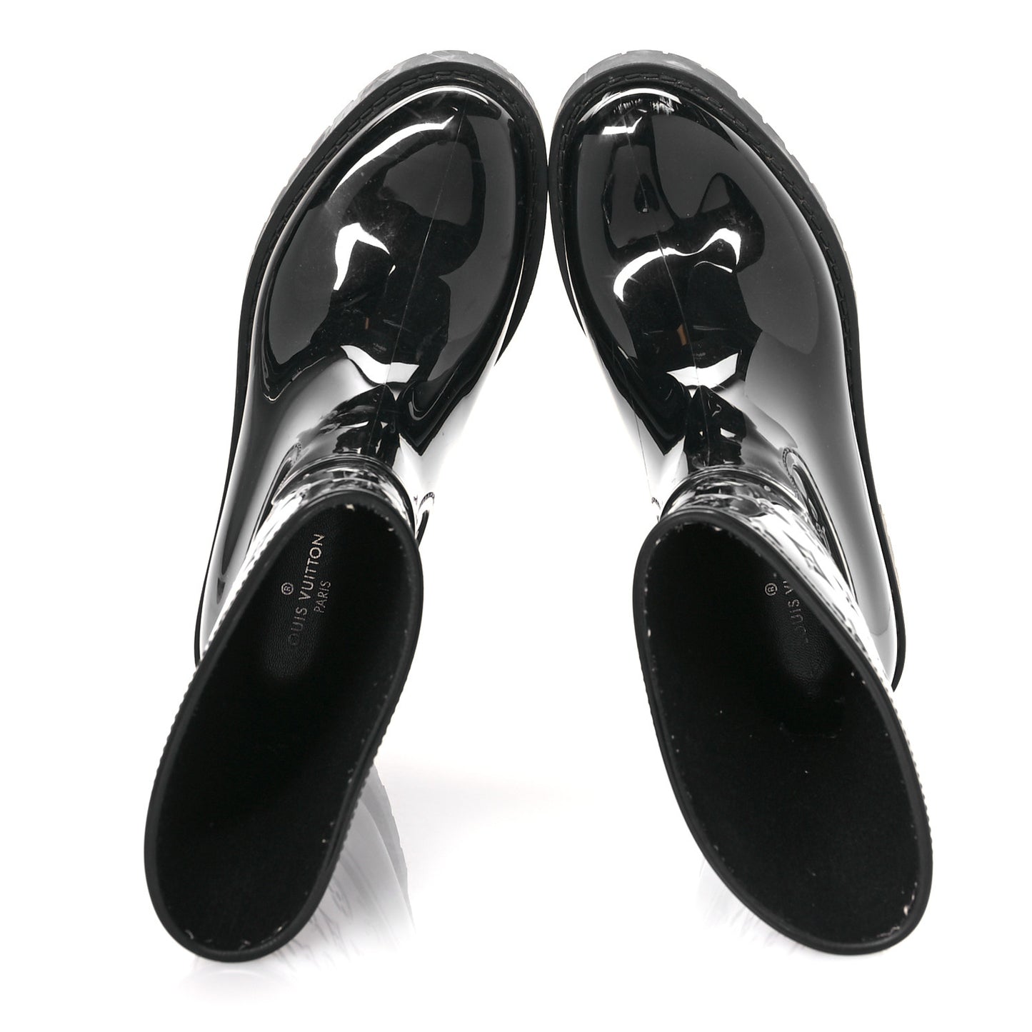 Rubber Embossed Monogram Drops Flat Half Boots 37 Black