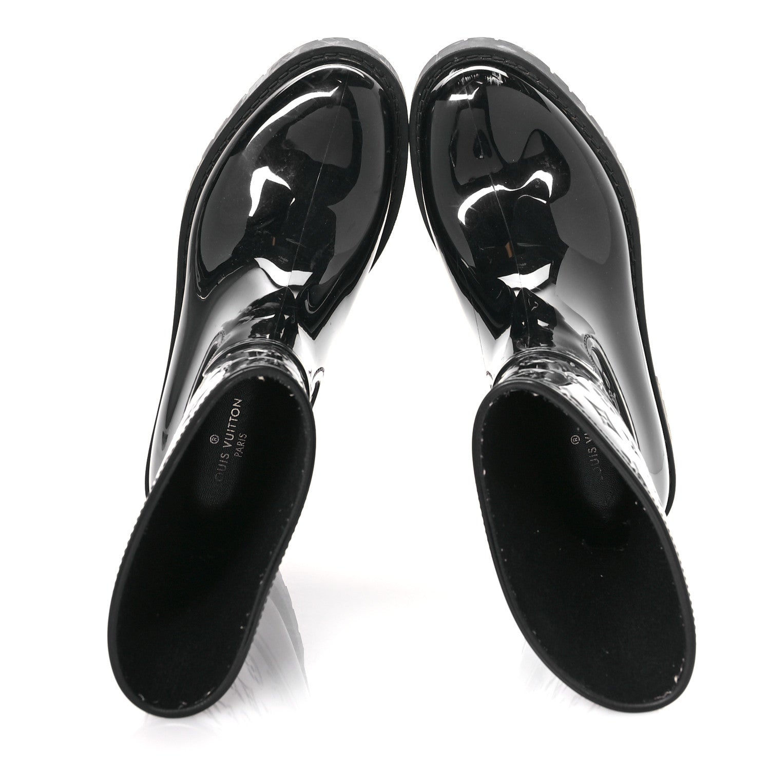 Louis Vuitton Rubber Embossed Monogram Drops Flat Half Boots 37 Black 2 of 8