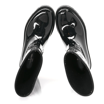 Louis Vuitton Rubber Embossed Monogram Drops Flat Half Boots 37 Black 2 of 8