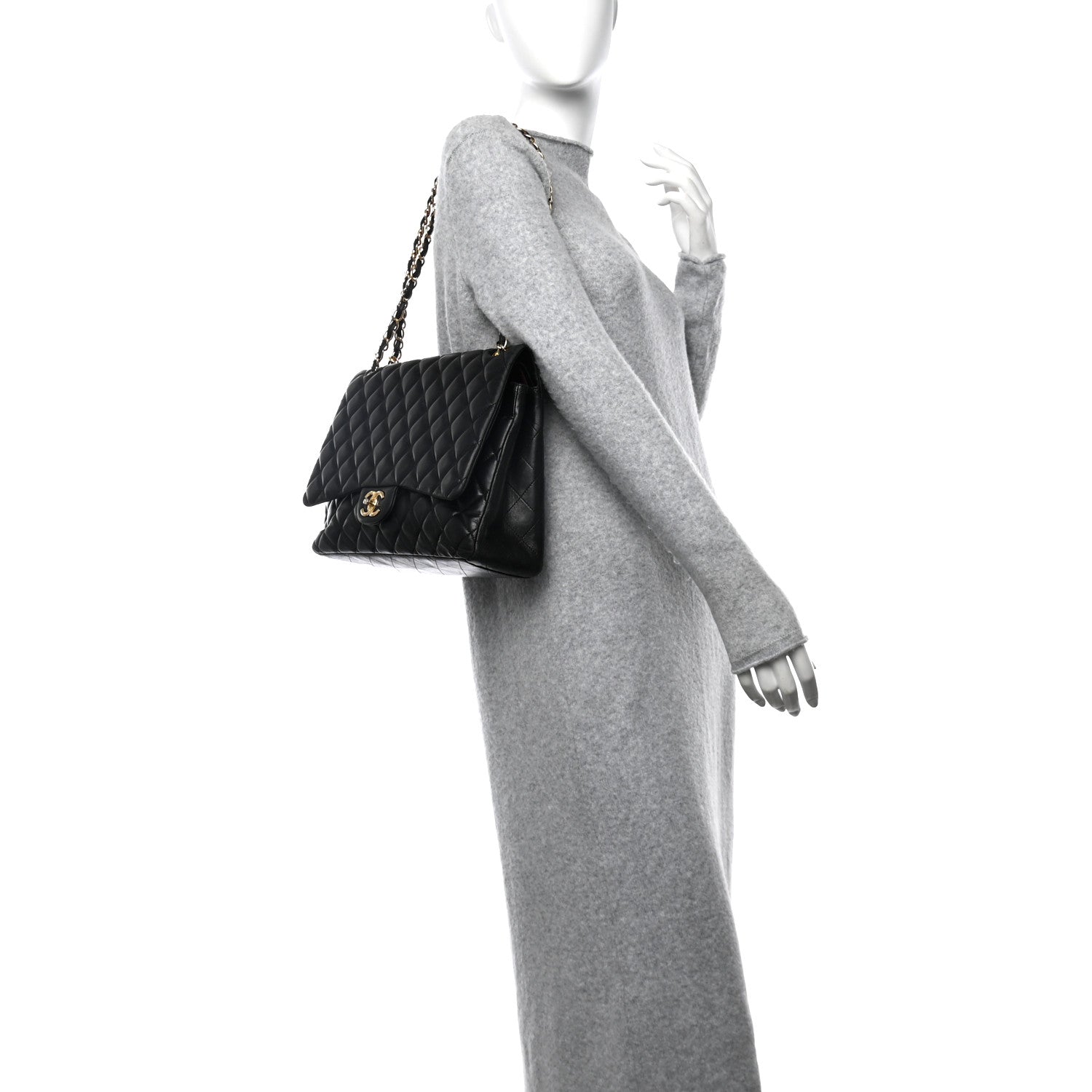 Chanel Lambskin Quilted Maxi Double Flap Black 2 of 14