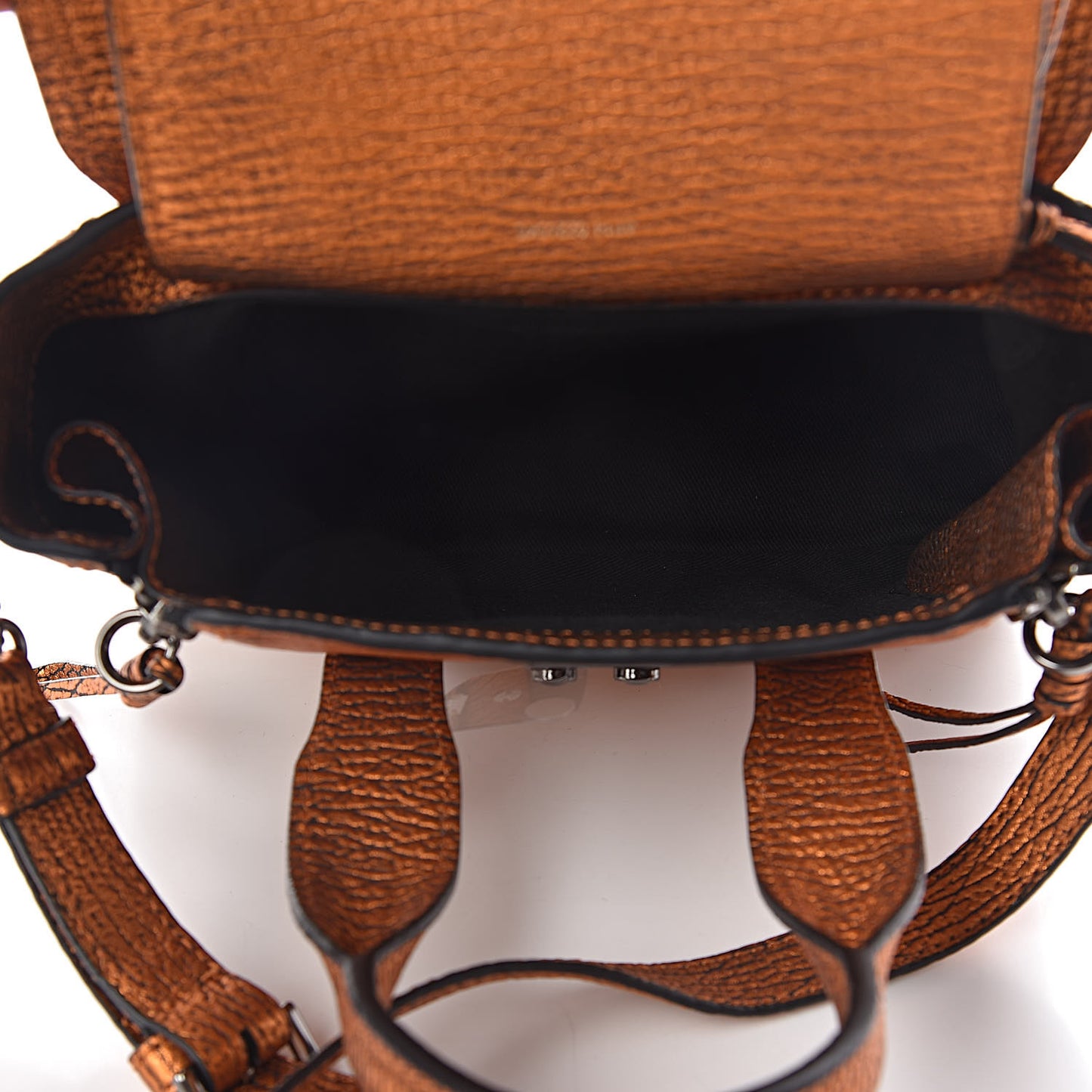 3.1 Metallic Textured Calfskin Mini Pashli Satchel Copper