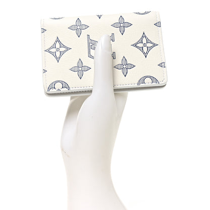Louis Vuitton Calfskin Monogram Shadow Pocket Organizer NM White Navy 2 of 6
