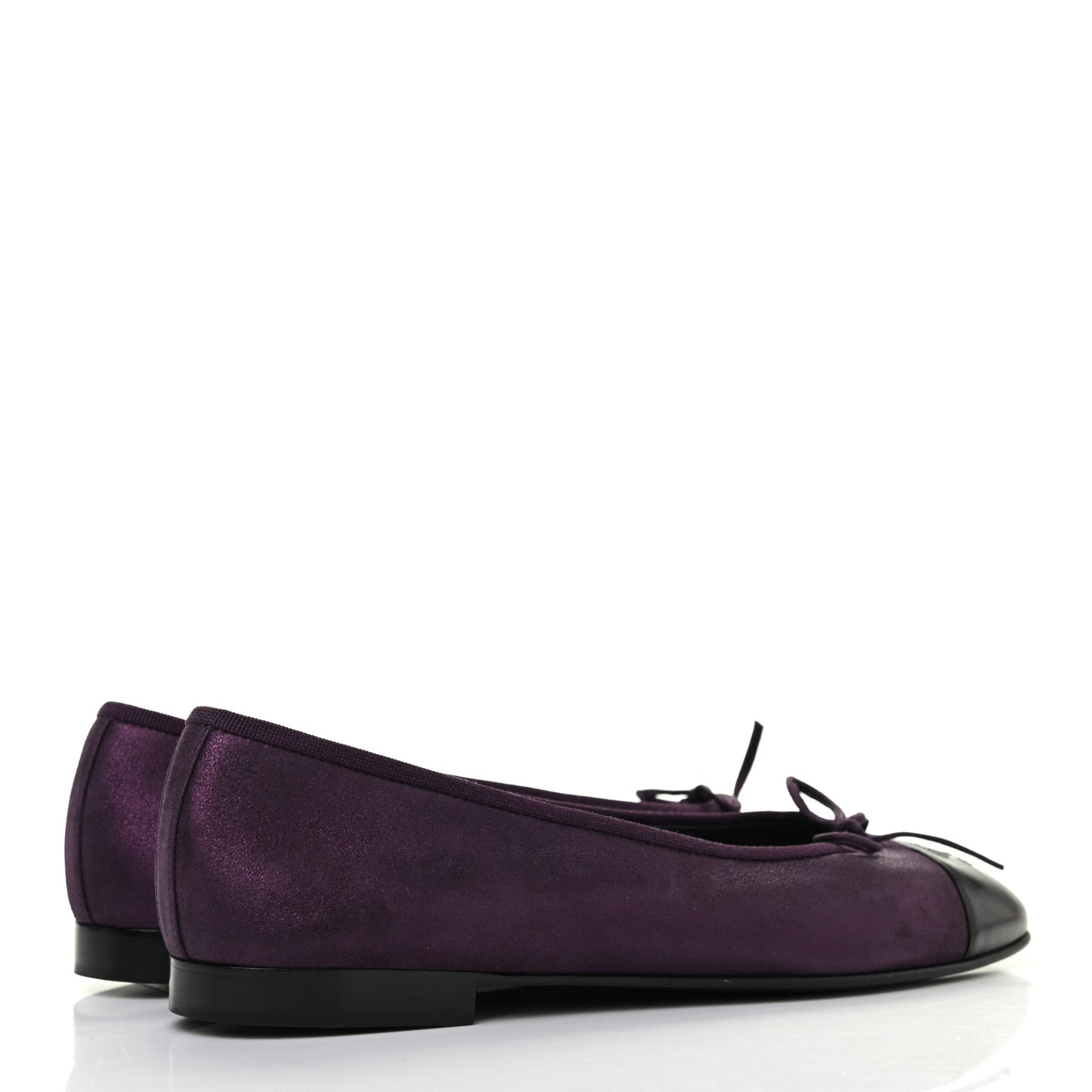 Metallic Lambskin Cap Toe CC Ballerina Flats 41 Dark Plum