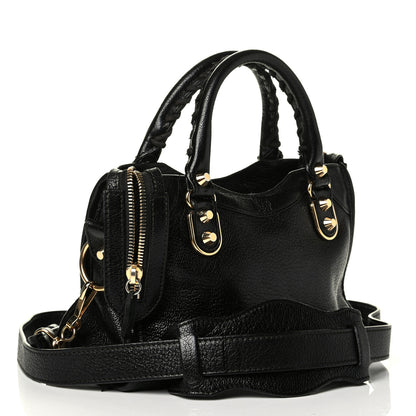 Balenciaga Chevre Gold Metallic Edge Hardware Mini City Black 2 of 8
