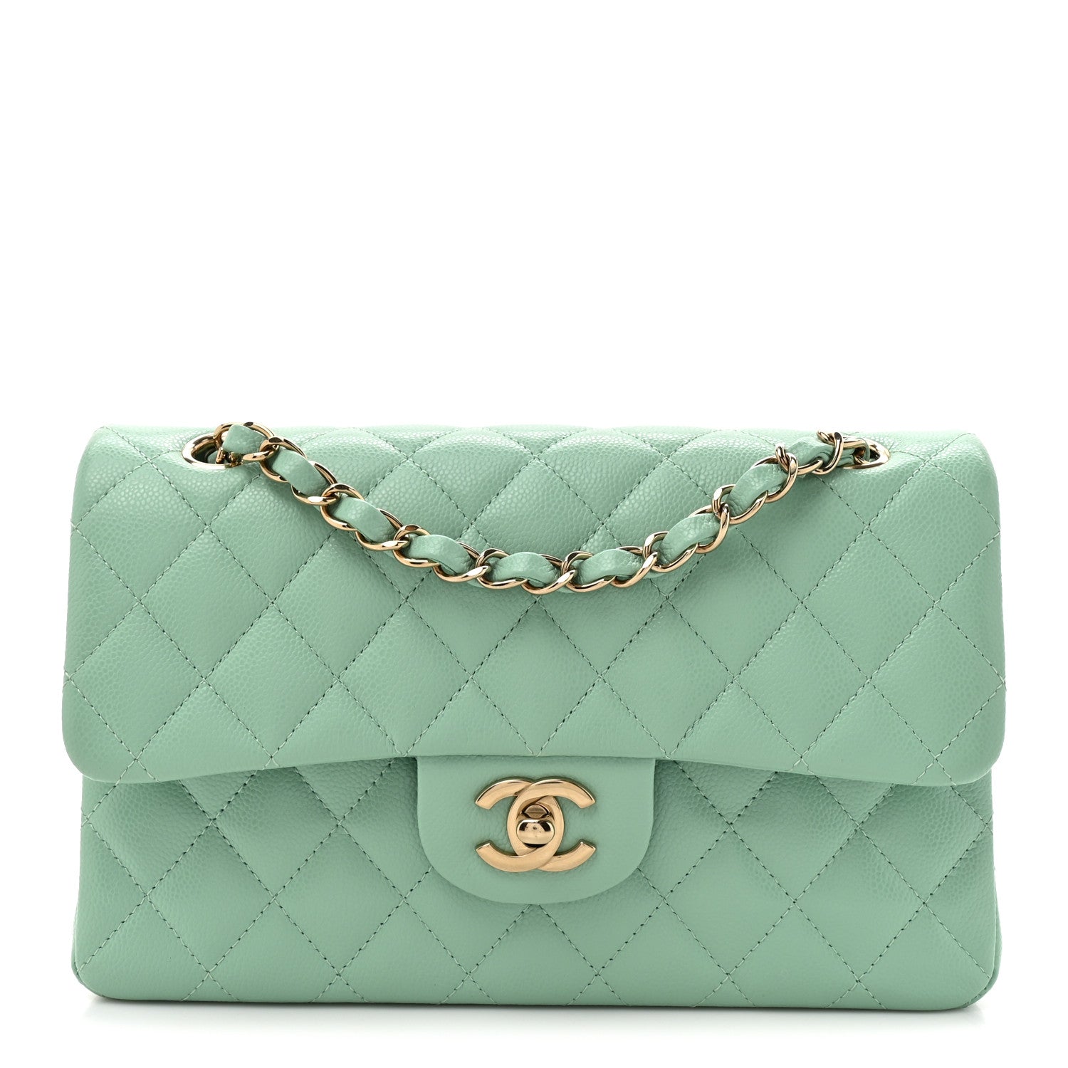 Chanel Caviar Quilted Small Double Flap Light Green 1 of 11