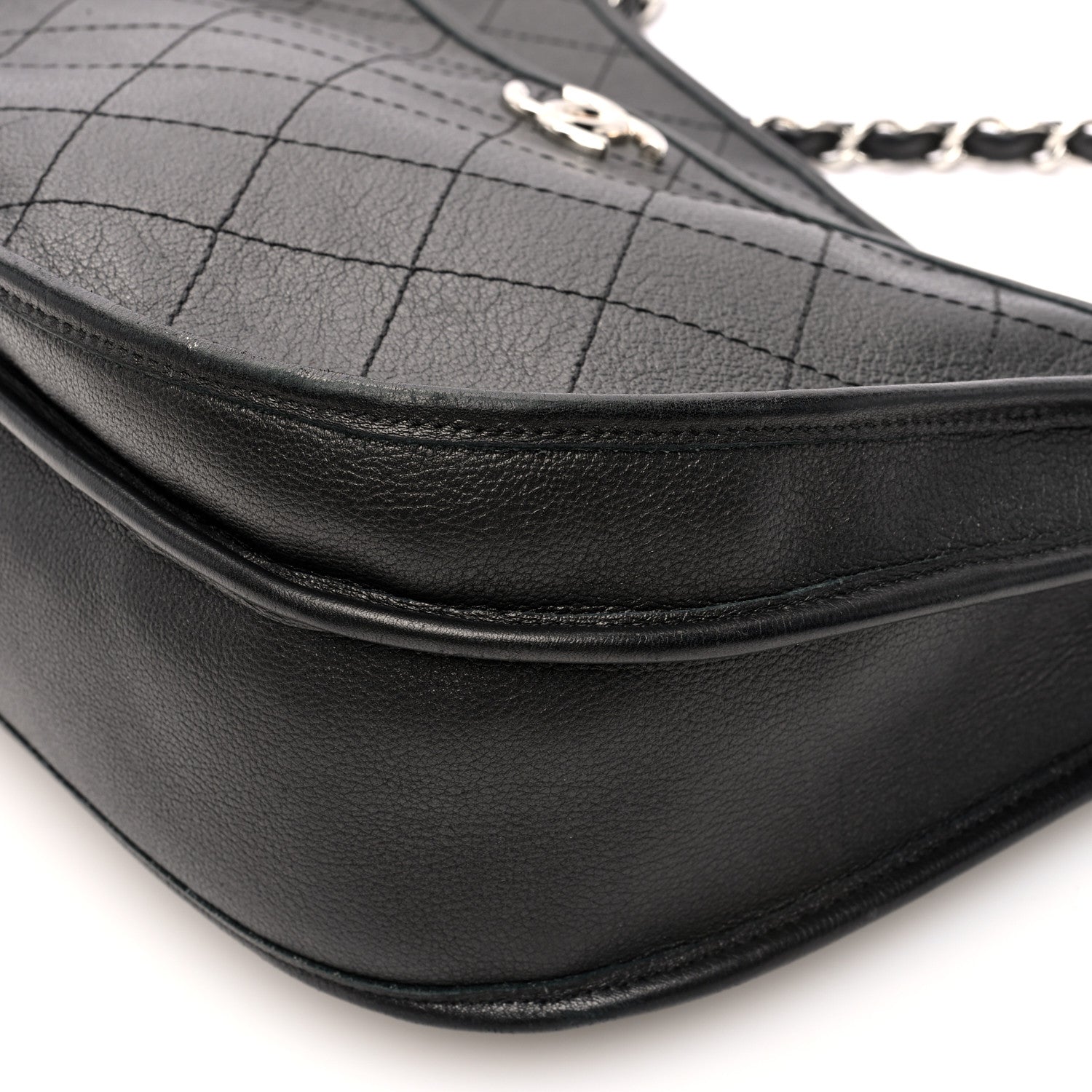 Chanel Calfskin Quilted Large Jungle Stroll Hobo Bag Black 10 of 10