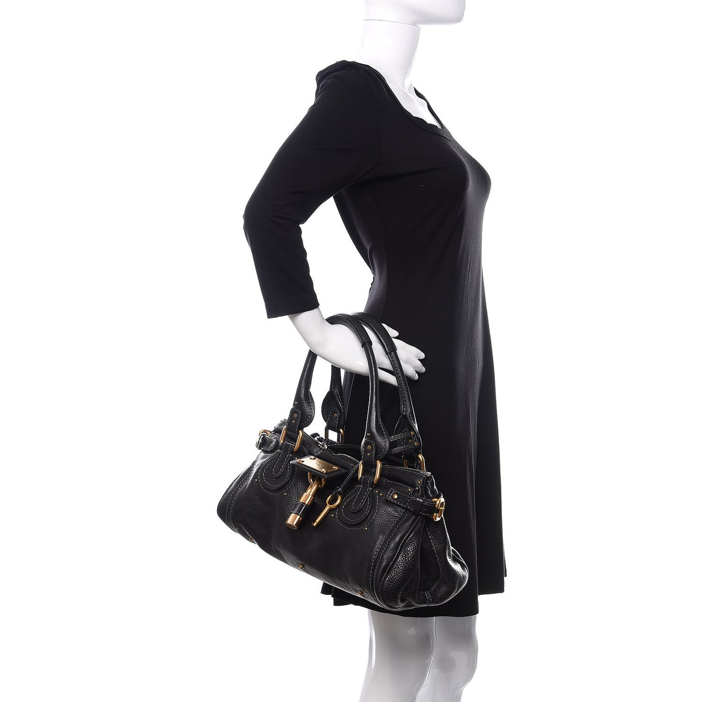 Calfskin Medium Paddington Satchel Black