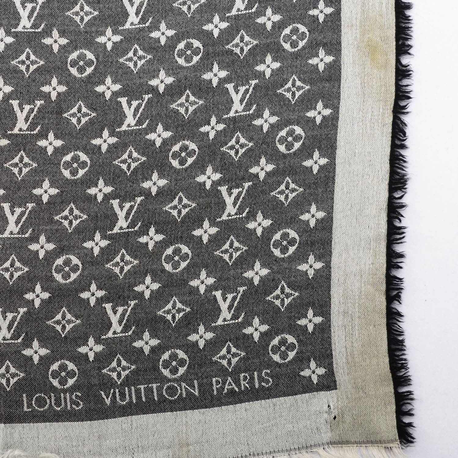 Louis Vuitton Wool Silk Monogram Denim Shawl Black 5 of 6