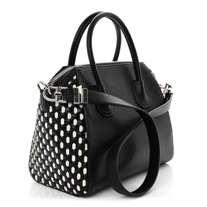 Givenchy Sugar Goatskin Woven Small Antigona Black White 3 of 11