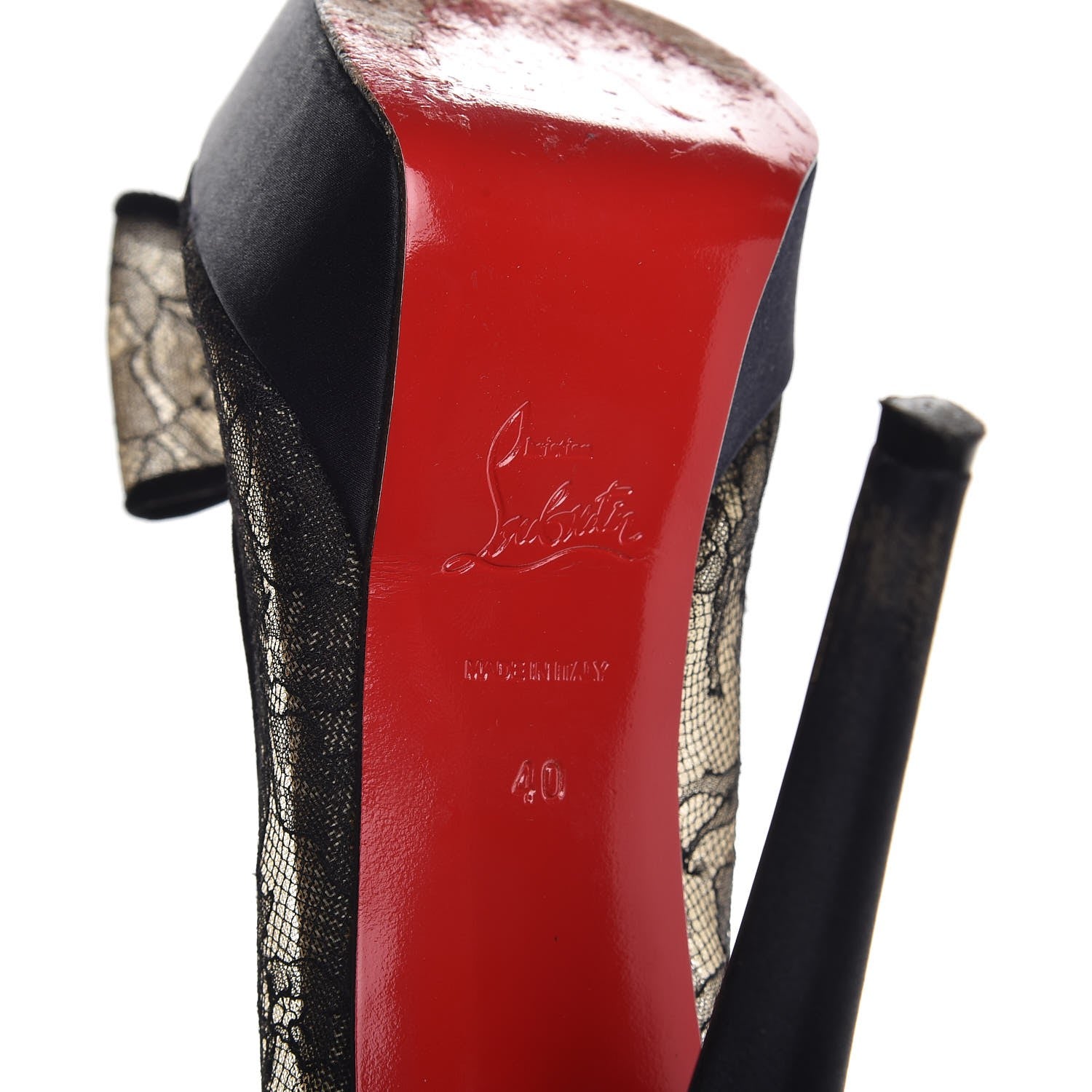 Christian Louboutin Satin Lace Exclu 140 Platform Slingback Pumps 40 Black 6 of 13