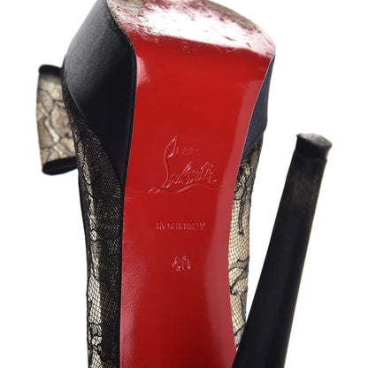 Christian Louboutin Satin Lace Exclu 140 Platform Slingback Pumps 40 Black 6 of 13