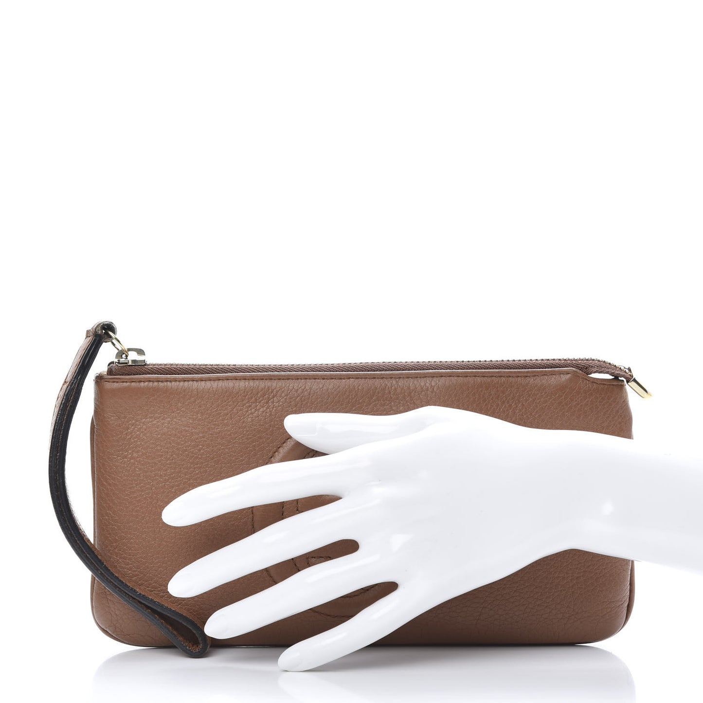 Pebbled Calfskin Soho Wristlet Camelia