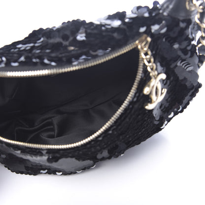 Chanel Sequin Calfskin Sparkling City Waist Bag Fanny Pack Black 5 of 13