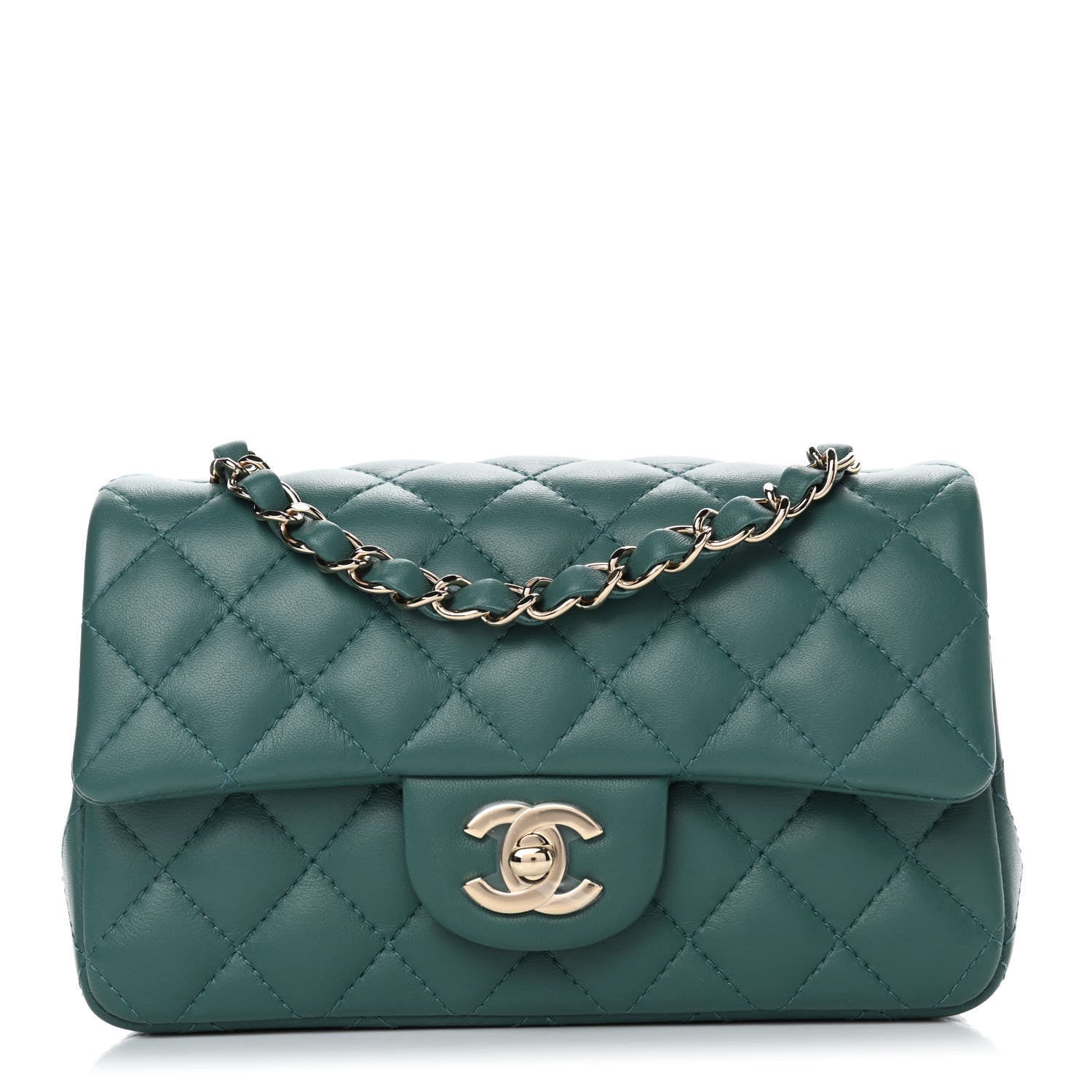 Chanel Lambskin Quilted Mini Rectangular Flap Green 1 of 4