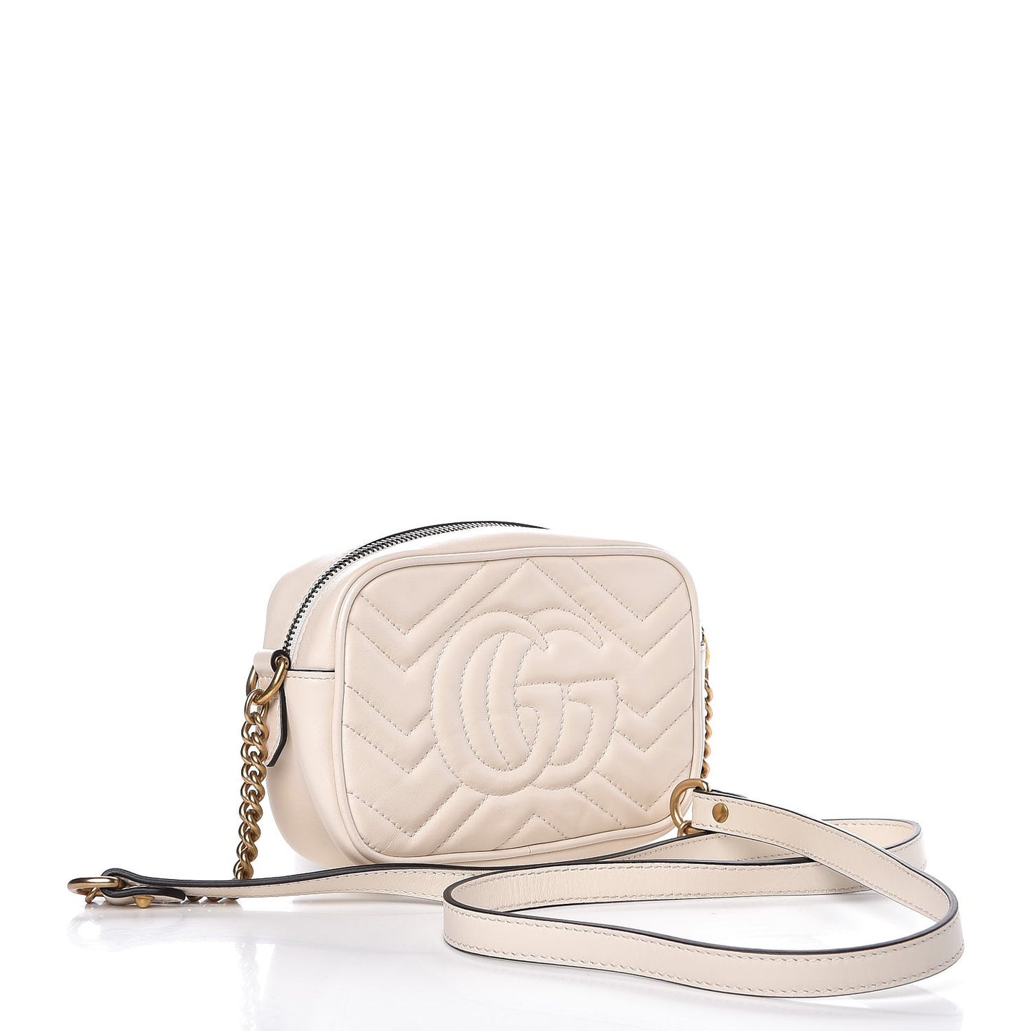 Calfskin Matelasse Mini GG Marmont Chain Shoulder Bag White