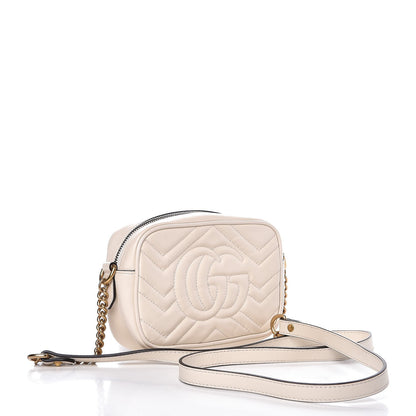 Gucci Calfskin Matelasse Mini GG Marmont Chain Shoulder Bag White 3 of 10