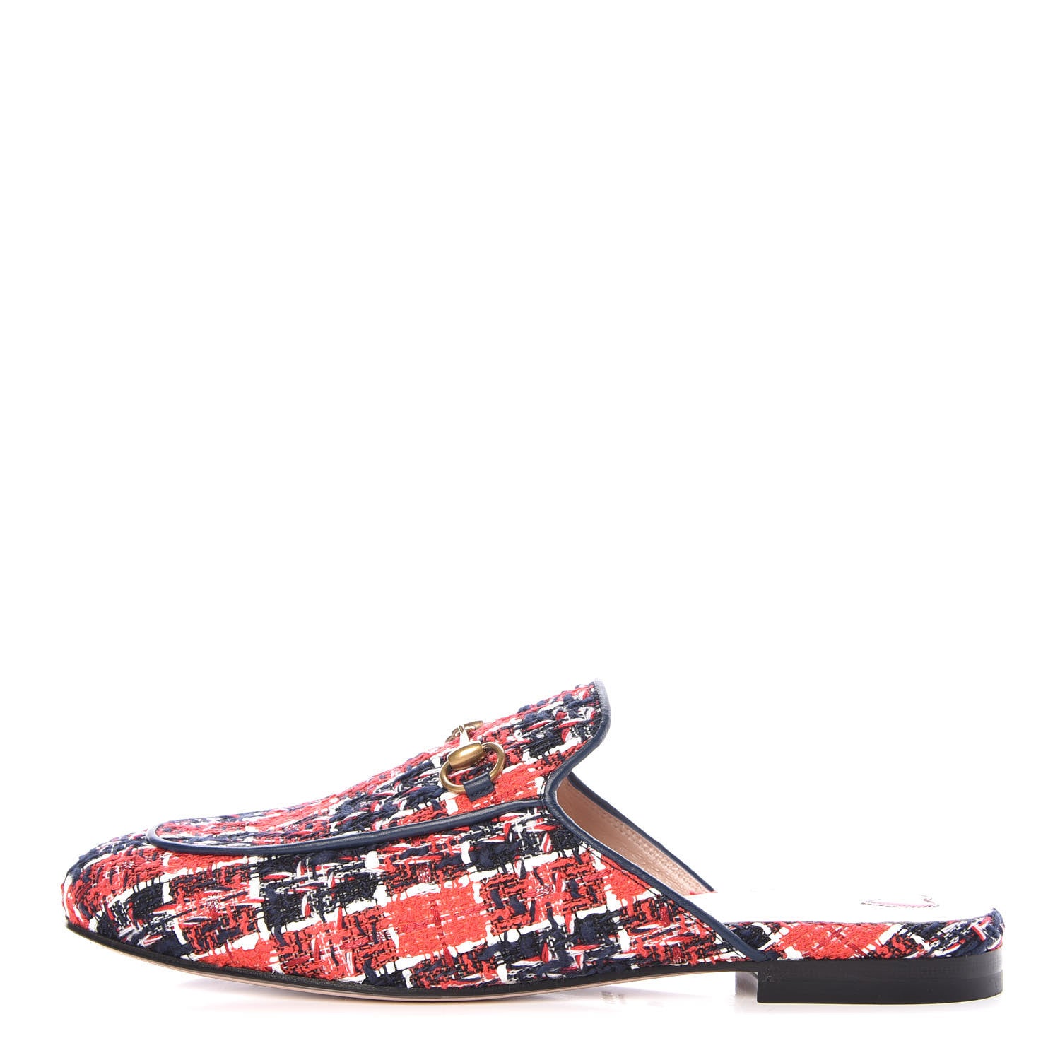 Gucci Tweed Check Womens Princetown Slippers 40 Hibiscus Red Royal Blue 1 of 8