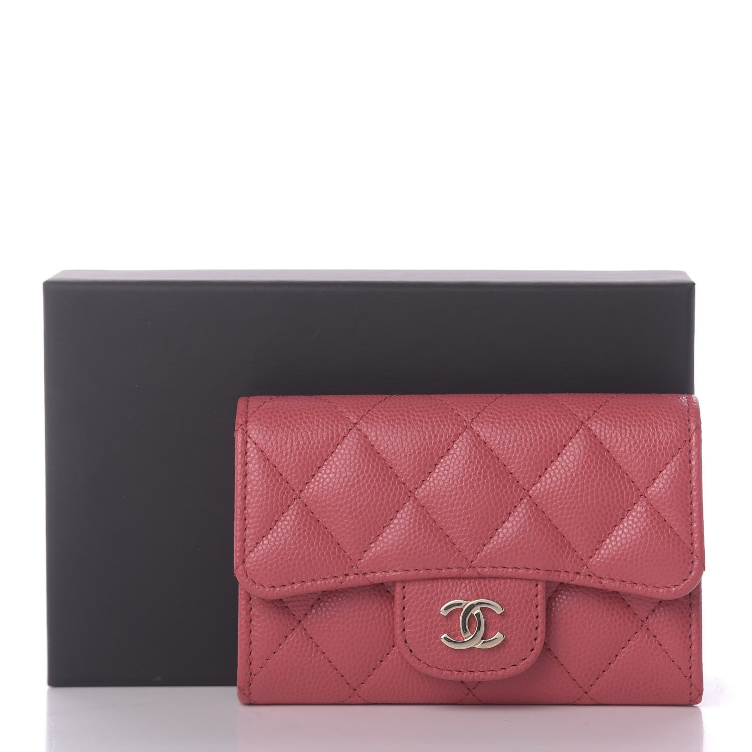 Chanel Caviar Quilted Flap Card Holder Dark Pink 9 of 9