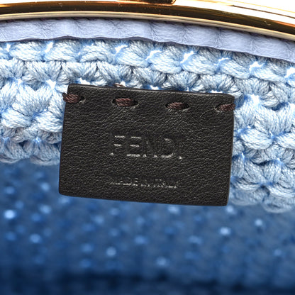 Fendi Fabric Crochet Baguette Phone Bag Azzurro Sky 6 of 11