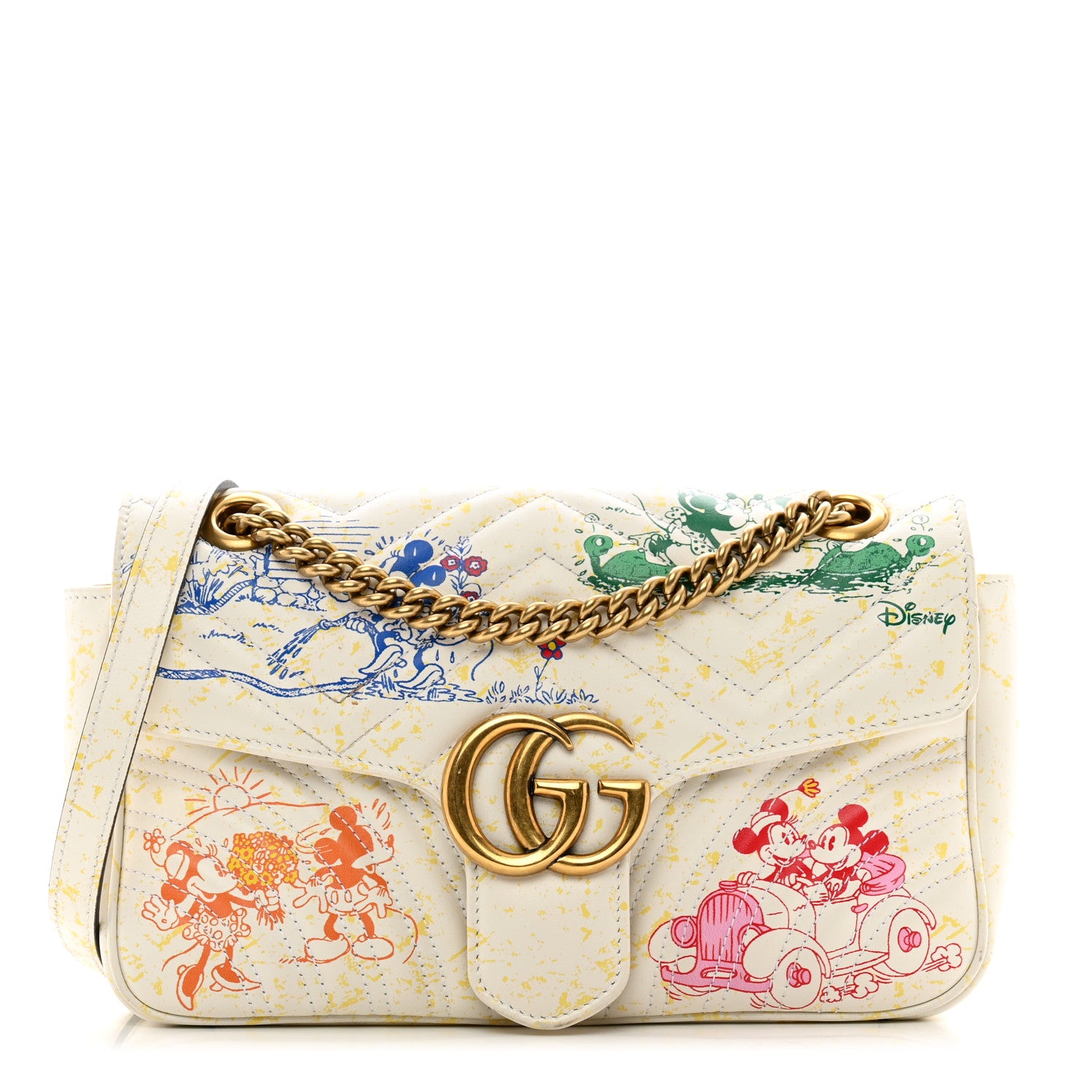 Gucci X DISNEY Calfskin Matelasse Mickey Minnie Mouse Small GG Marmont Shoulder Bag Multicolor 1 of 11