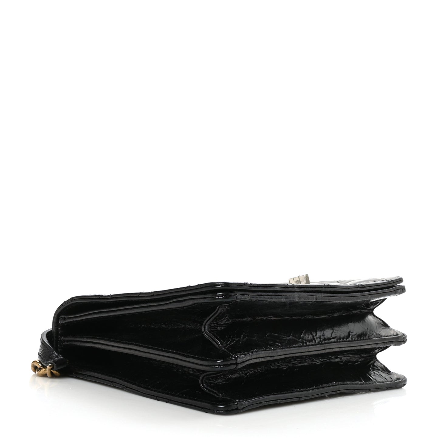 Glazed Calfskin Quilted Rita Top Handle Flap Black