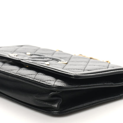Chanel Caviar Quilted CC Filigree Wallet On Chain WOC Black 10 of 10