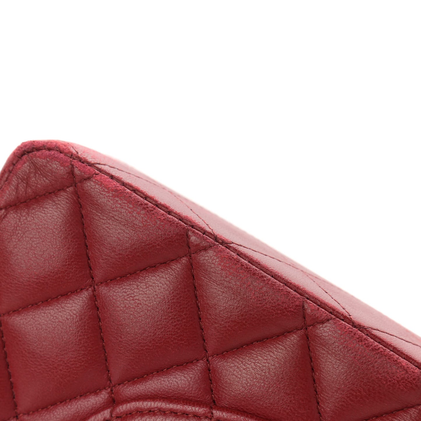 Lambskin Quilted Medium Double Flap Red