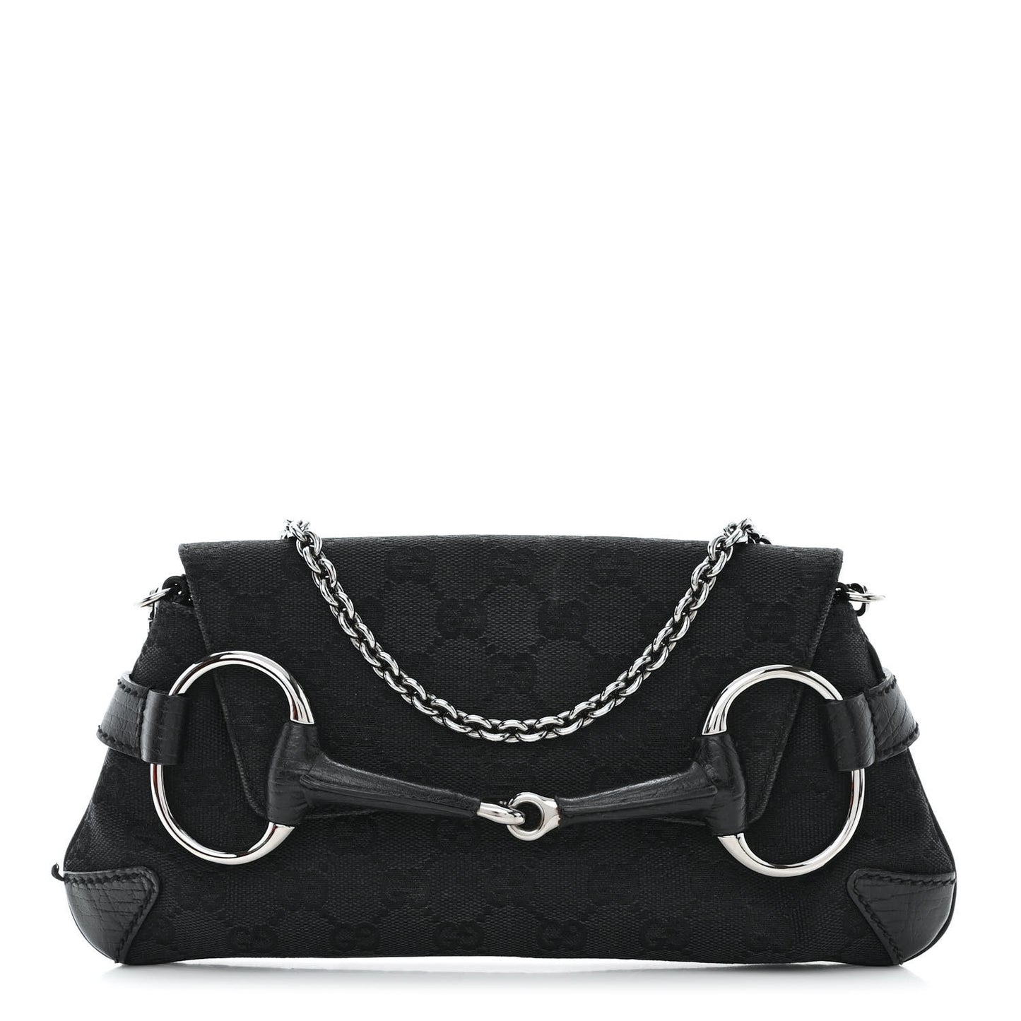 Monogram Horsebit Chain Clutch Black