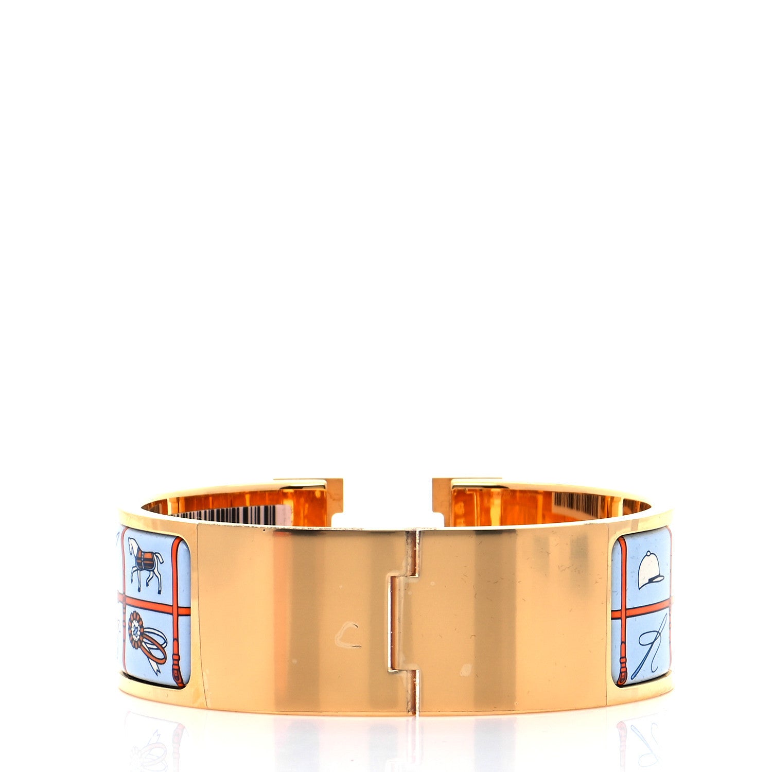 Hermes Enamel Couvertures et Tenues de Jour Wide Clic Clac H Bracelet PM Orange Bleue 3 of 8